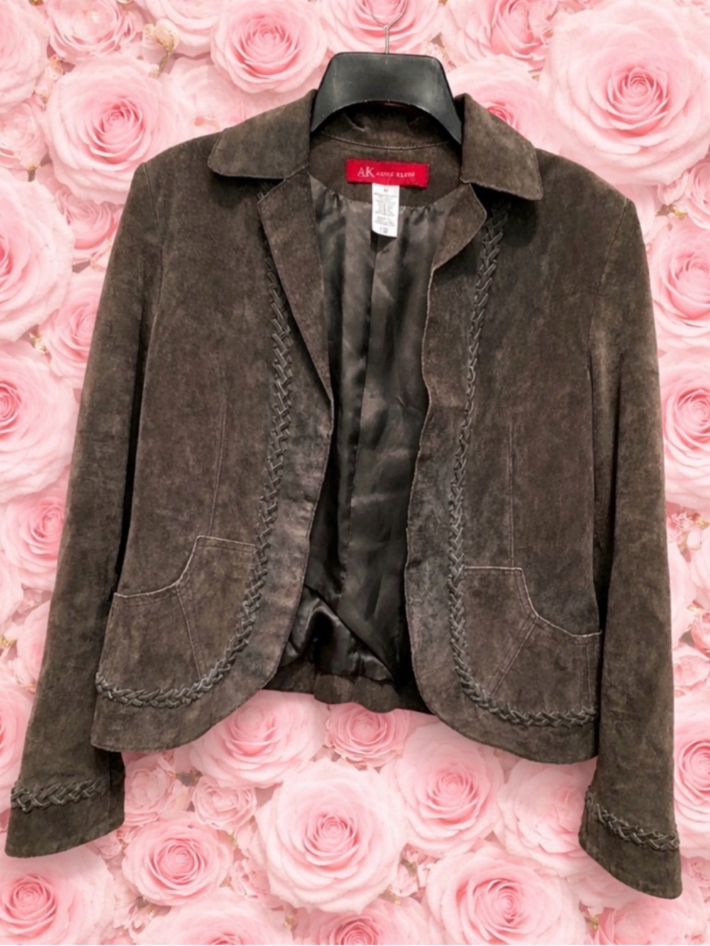 Anne Klein Gray Suede leather Jacket size m